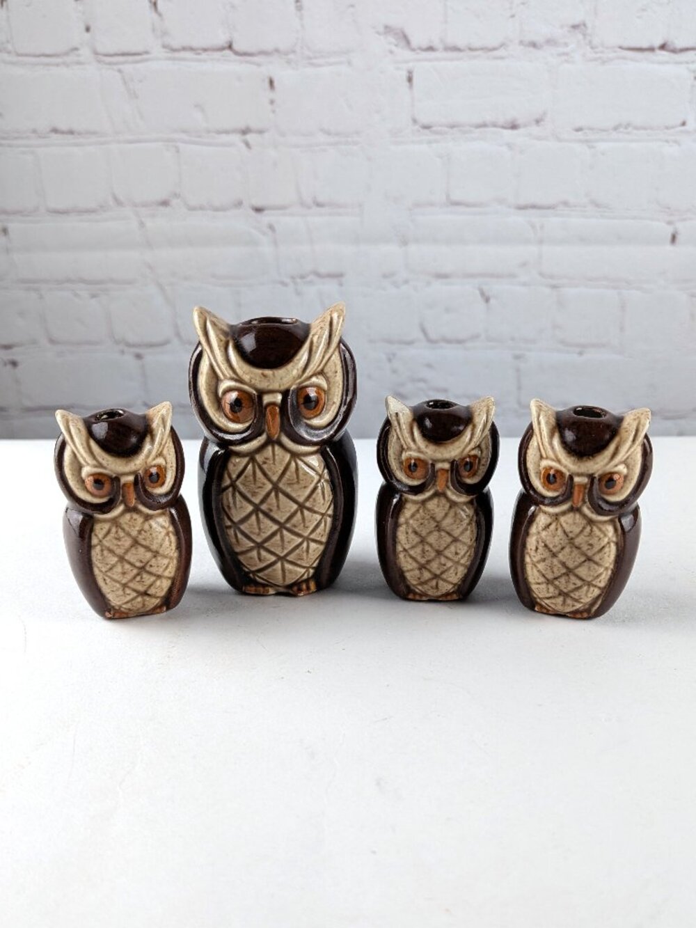 Vintage 70s Owl Family Macrame Rope Beads